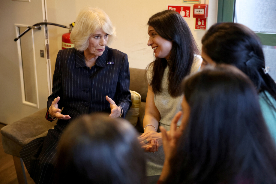Queen Camilla during a visit to Ashiana women's refuge in London. Picture date: Wednesday December 6, 2023.