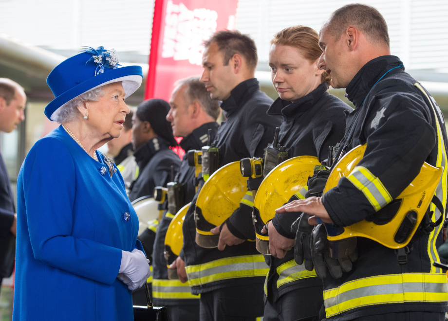 The Queen meets members of the fire service following the fire at Grenfall Tower