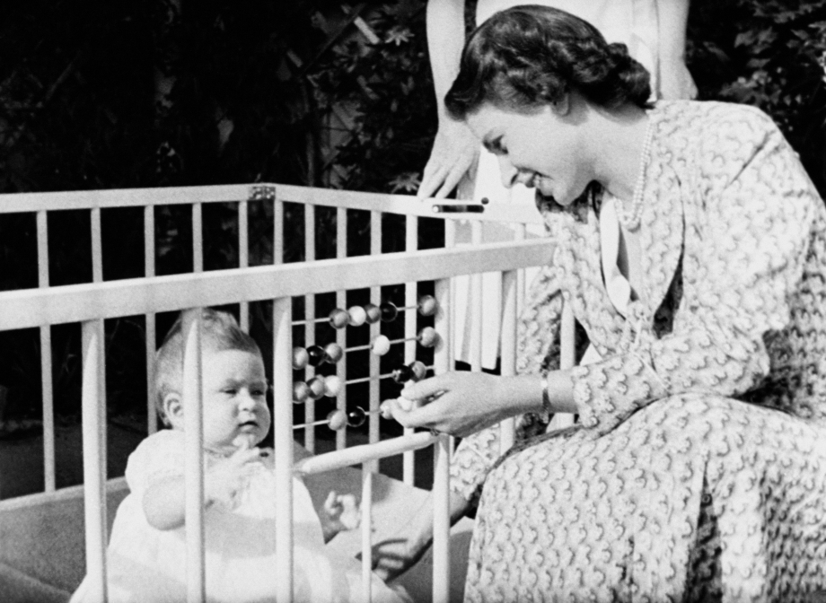The queen and the prince of wales as a baby