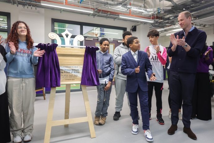 The Prince of Wales at a plaque unveiling for the new OnSide Youth Zone 'WEST' in London